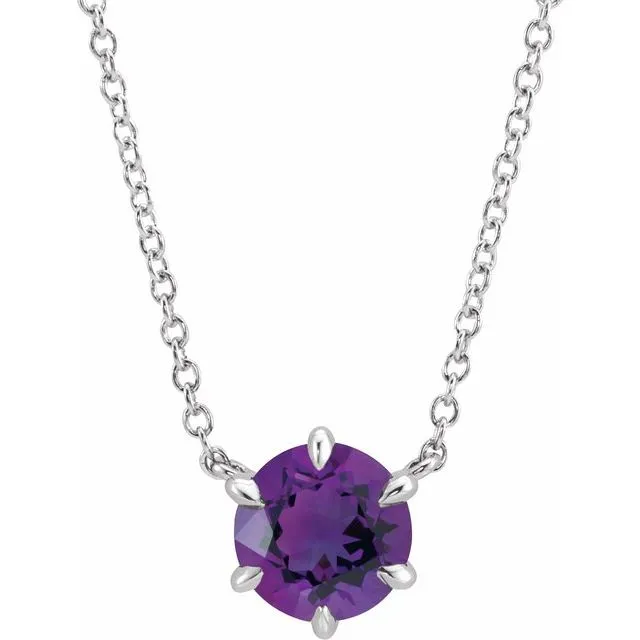 TreasureFineJewelers Necklaces Sterling Silver Natural Amethyst Solitaire 18 Necklace TreasureFineJewelers Necklaces Sterling Silver Natural Amethyst Solitaire 18 Necklace