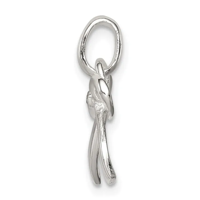 TreasureFineJewelers Necklaces Sterling Silver Polished Diamond Bow Pendant