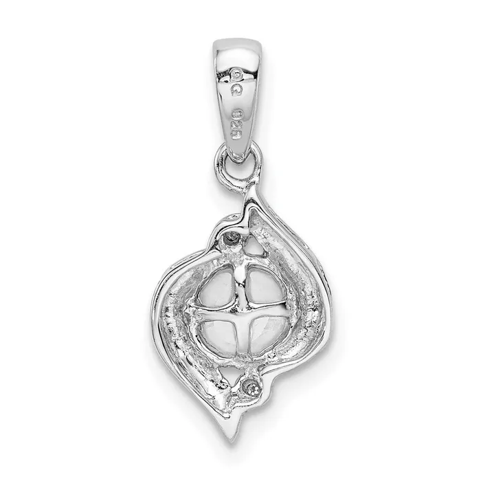 TreasureFineJewelers Necklaces Sterling Silver Rhodium 6mm FW Cultured Pearl Diamond Pendant