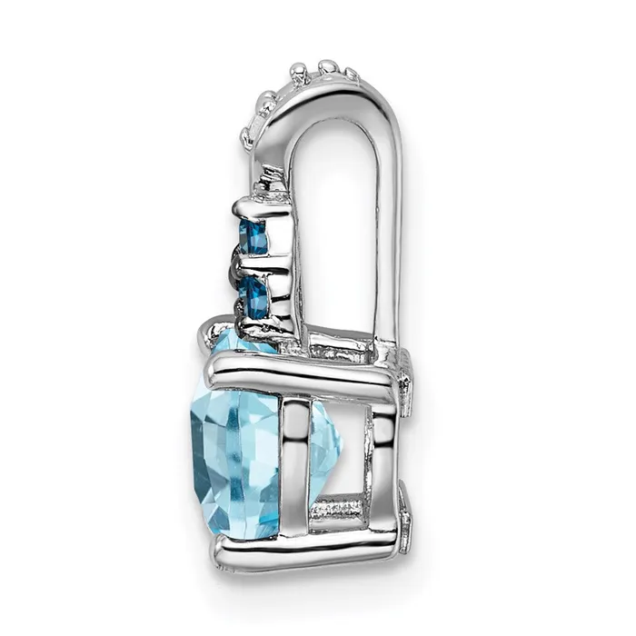 TreasureFineJewelers Necklaces Sterling Silver Rhodiumplate Dia Swiss London Blue Topaz Pendant