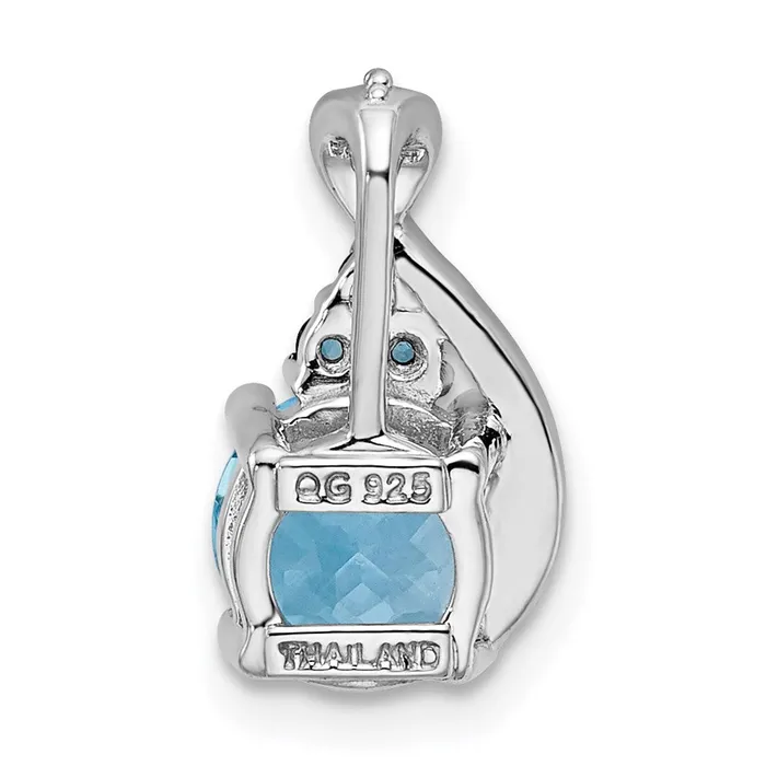 TreasureFineJewelers Necklaces Sterling Silver Rhodiumplate Dia Swiss London Blue Topaz Pendant