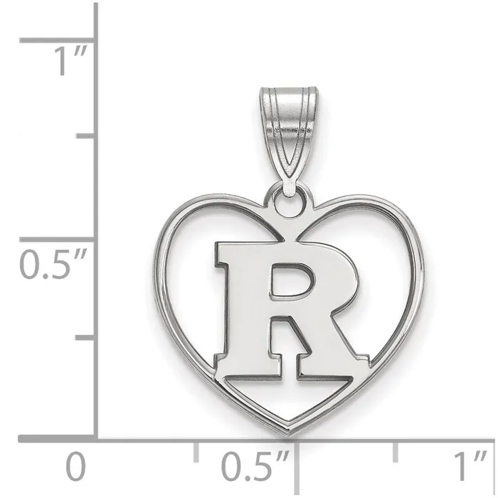 TreasureFineJewelers Necklaces Sterling Silver Rhodiumplated Rutgers University Letter R Heart Pendant