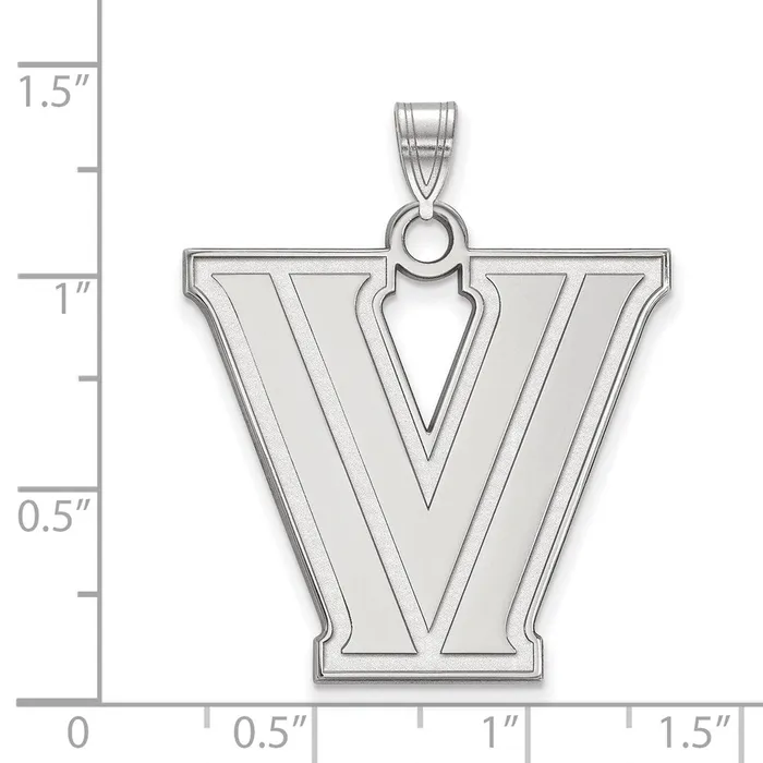 TreasureFineJewelers Necklaces Sterling Silver Rhodiumplated Villanova University Letter V Extra Large Pendant