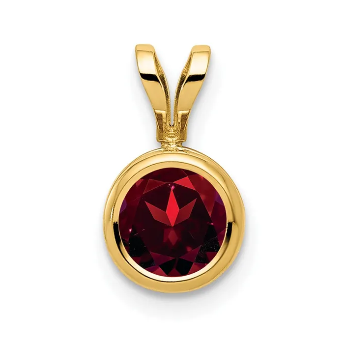 TreasureFineJewelers PreStyled Sets 14k Yellow Gold 6mm Garnet bezel pendant TreasureFineJewelers PreStyled Sets 14k Yellow Gold 6mm Garnet bezel pendant