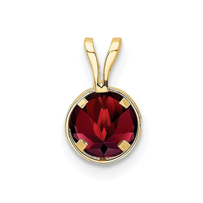 TreasureFineJewelers PreStyled Sets 14k Yellow Gold 6mm Garnet bezel pendant
