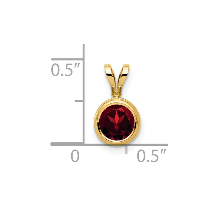 TreasureFineJewelers PreStyled Sets 14k Yellow Gold 6mm Garnet bezel pendant