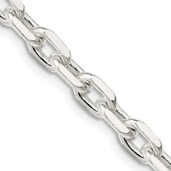 TreasureFineJewelers Rings Sterling Silver 54mm Beveled Oval Cable Chain TreasureFineJewelers Rings Sterling Silver 54mm Beveled Oval Cable Chain