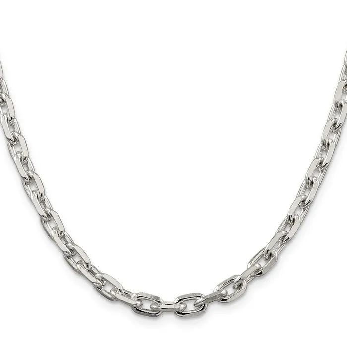 TreasureFineJewelers Rings Sterling Silver 54mm Beveled Oval Cable Chain