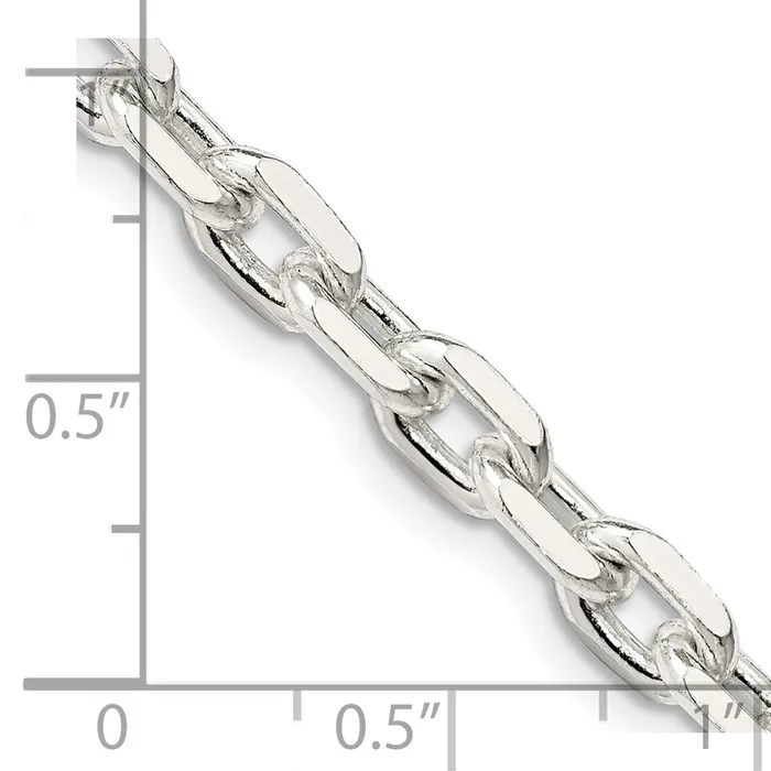 TreasureFineJewelers Rings Sterling Silver 54mm Beveled Oval Cable Chain