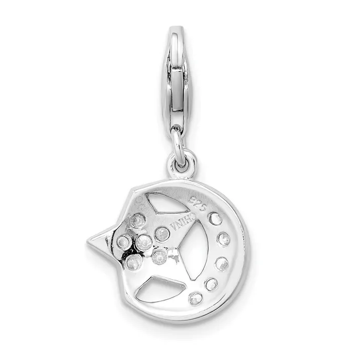 TreasureFineJewelers Rings Sterling Silver Amore La Vita Rhodiumplat Polished CZ Moon and Star Charm