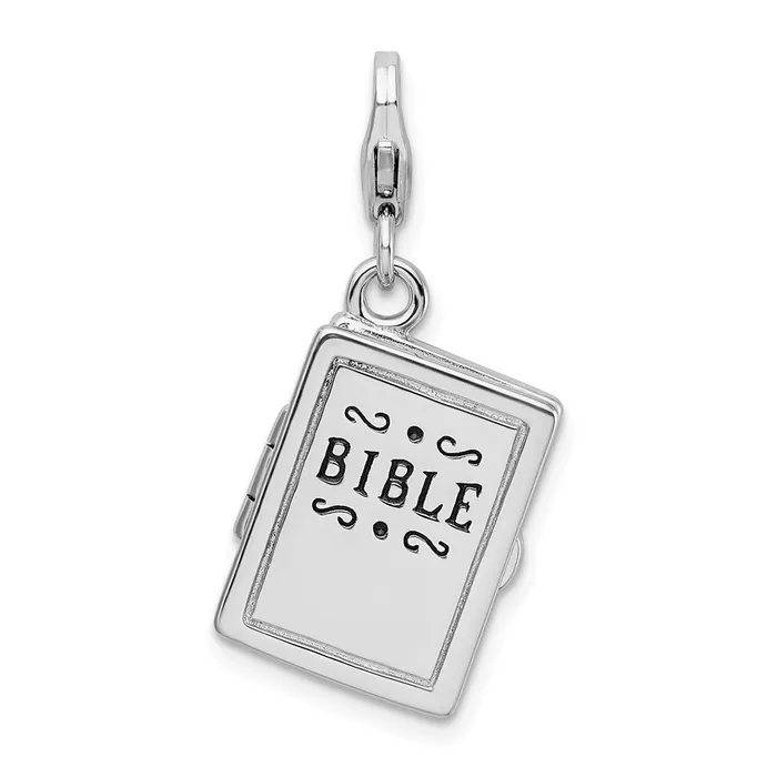 TreasureFineJewelers Rings Sterling Silver Amore La Vita Rhodiumplated 3D Enameled Bible Charm TreasureFineJewelers Rings Sterling Silver Amore La Vita Rhodiumplated 3D Enameled Bible Charm