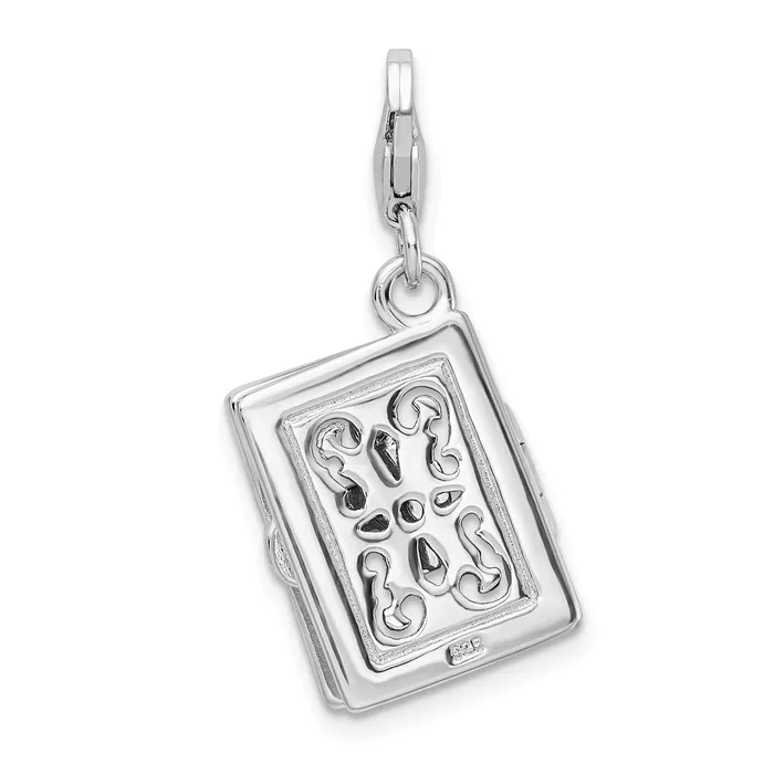 TreasureFineJewelers Rings Sterling Silver Amore La Vita Rhodiumplated 3D Enameled Bible Charm