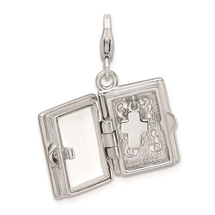 TreasureFineJewelers Rings Sterling Silver Amore La Vita Rhodiumplated 3D Enameled Bible Charm