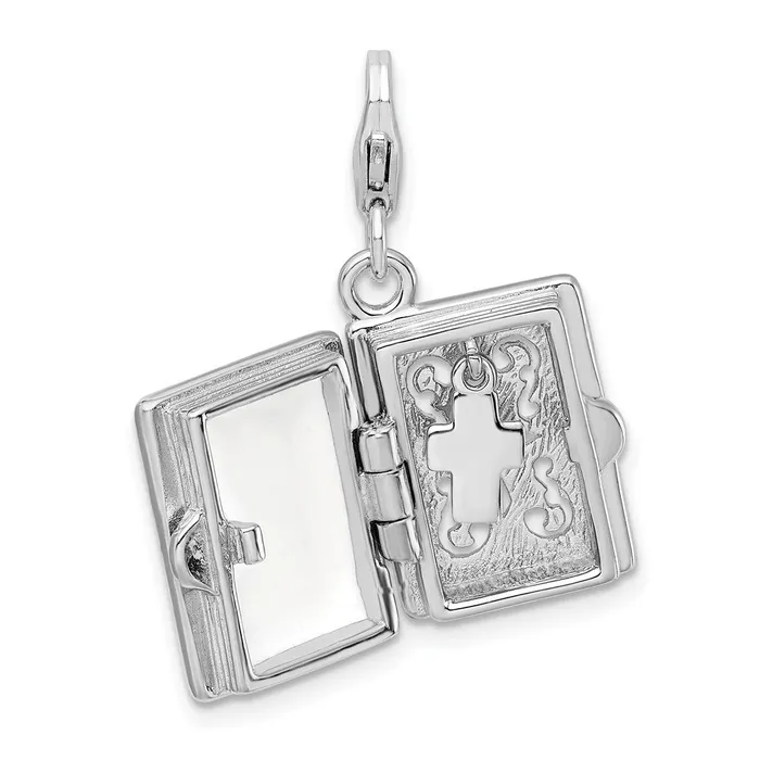 TreasureFineJewelers Rings Sterling Silver Amore La Vita Rhodiumplated 3D Enameled Bible Charm