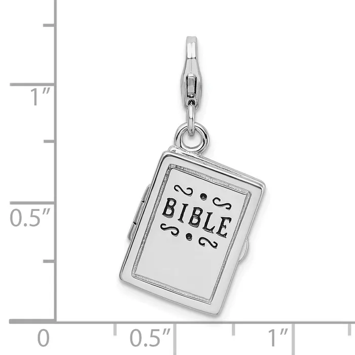 TreasureFineJewelers Rings Sterling Silver Amore La Vita Rhodiumplated 3D Enameled Bible Charm