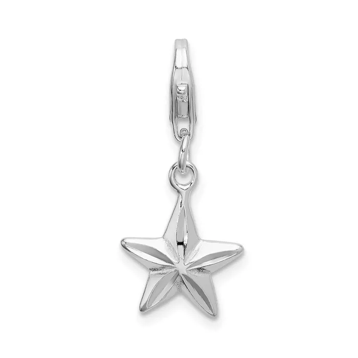 TreasureFineJewelers Rings Sterling Silver Amore La Vita Rhodiumplated Diamondcut Star Charm TreasureFineJewelers Rings Sterling Silver Amore La Vita Rhodiumplated Diamondcut Star Charm