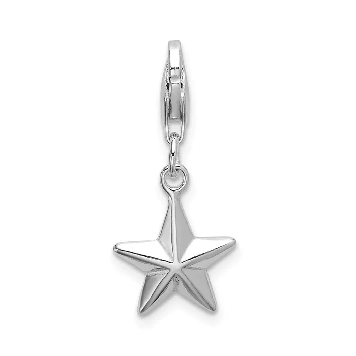 TreasureFineJewelers Rings Sterling Silver Amore La Vita Rhodiumplated Diamondcut Star Charm