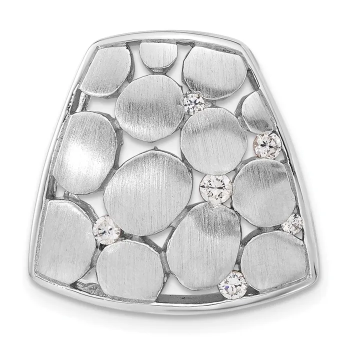 TreasureFineJewelers Rings Sterling Silver Brushed And Polished CZ Slide