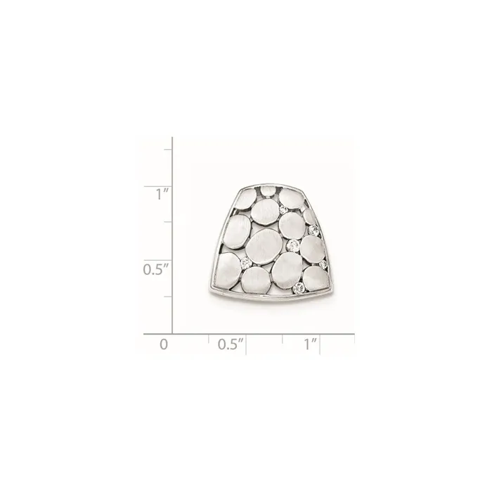 TreasureFineJewelers Rings Sterling Silver Brushed And Polished CZ Slide
