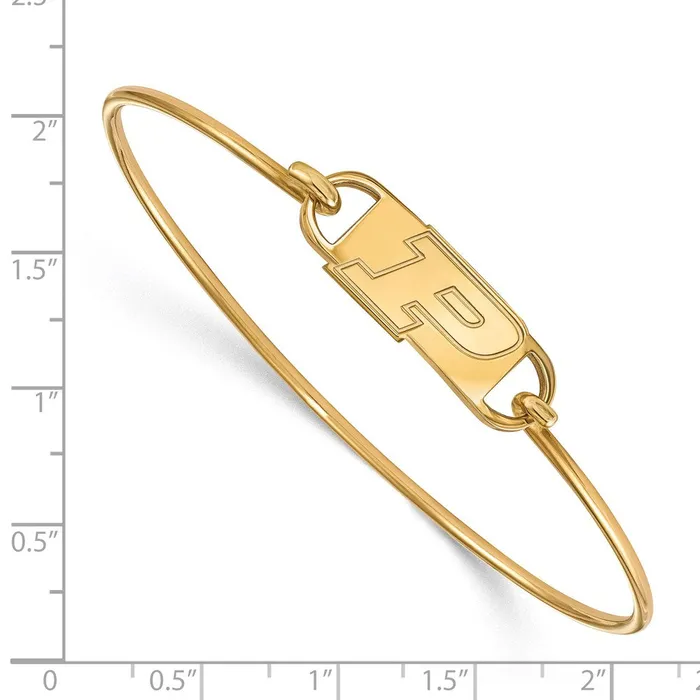 TreasureFineJewelers Rings Sterling Silver Goldplated Purdue University Letter P Small Center 7 inch Wire Bangle