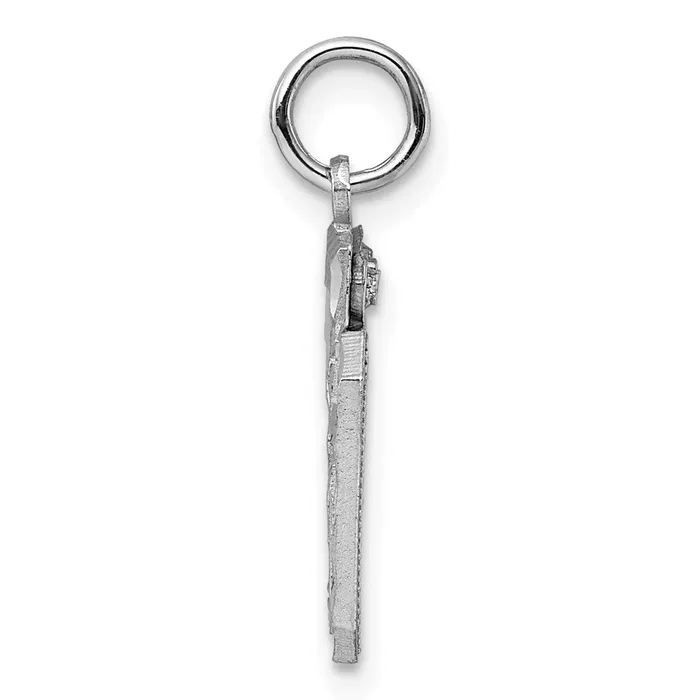 TreasureFineJewelers Rings Sterling Silver Rhodiumplated Diamondcut 60 Charm