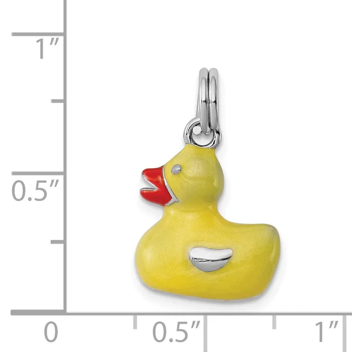 TreasureFineJewelers Rings Sterling Silver Rhodiumplated Enamel Duck Charm