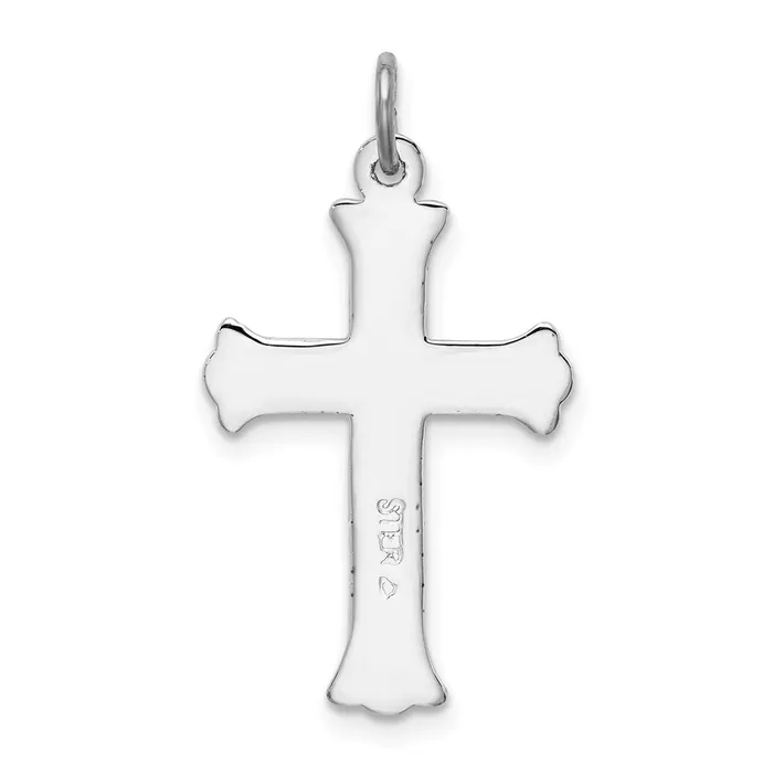 TreasureFineJewelers Rings Sterling Silver Rhodiumplated Enameled Cross Charm