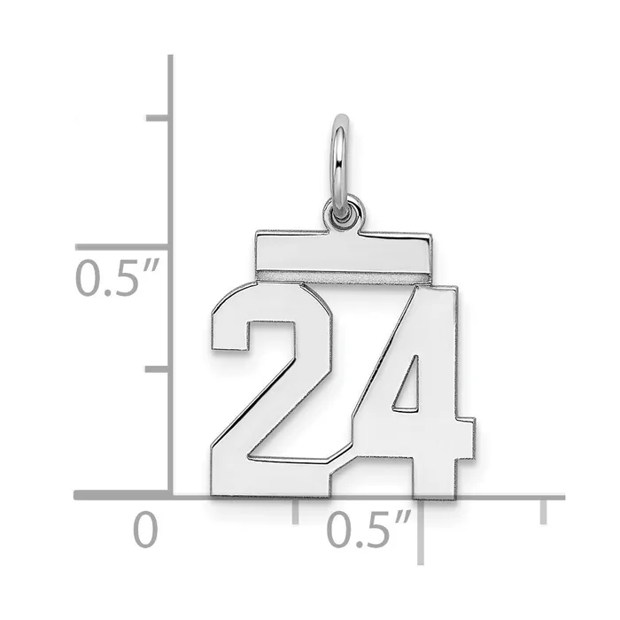 TreasureFineJewelers Rings Sterling SilverRhodiumplated Polished Number 24 Charm