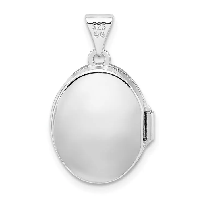 TreasureFineJewelers Rings Sterling Silver Rhodiumplated Scroll Design Oval Locket