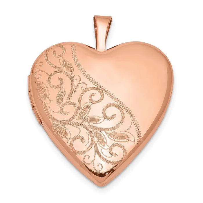 TreasureFineJewelers Rings Sterling Silver Rose Goldplated 20mm Swirl Polished Heart Locket TreasureFineJewelers Rings Sterling Silver Rose Goldplated 20mm Swirl Polished Heart Locket