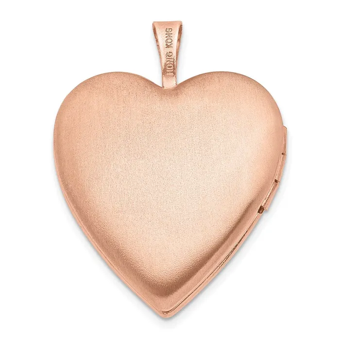 TreasureFineJewelers Rings Sterling Silver Rose Goldplated 20mm Swirl Polished Heart Locket