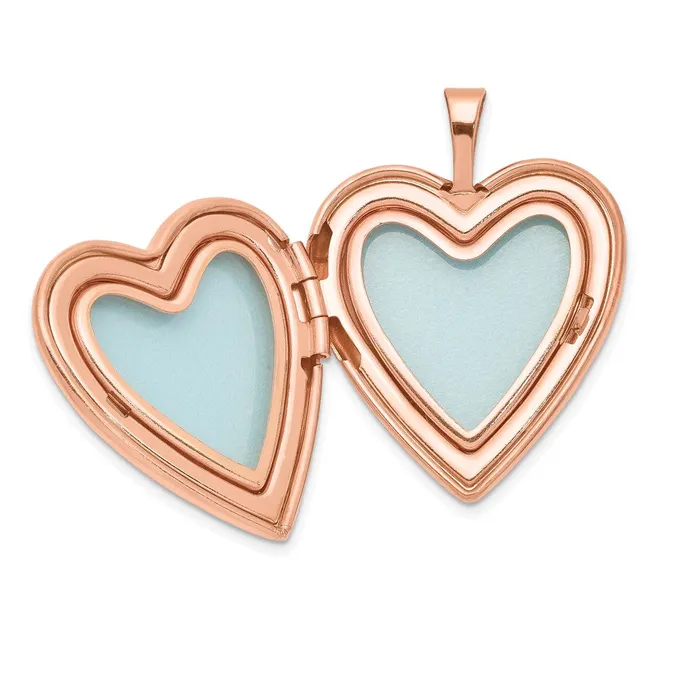 TreasureFineJewelers Rings Sterling Silver Rose Goldplated 20mm Swirl Polished Heart Locket