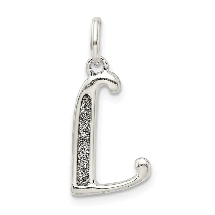 TreasureFineJewelers Sterling Silver Polished Glitter Enamel Letter L Initial Charm Rings TreasureFineJewelers Sterling Silver Polished Glitter Enamel Letter L Initial Charm Rings