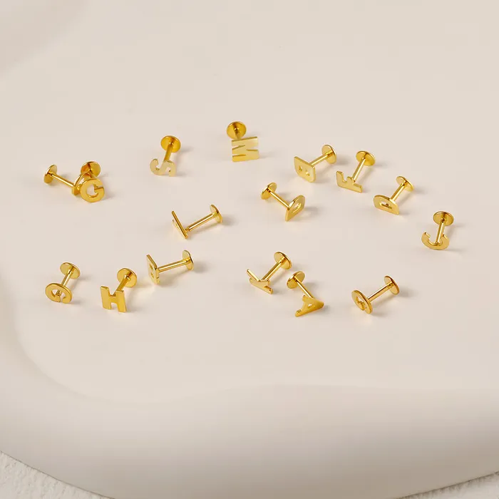 Trendolla Jewelry Earrings Mini Initial Earring For Women Flat Back Earrings