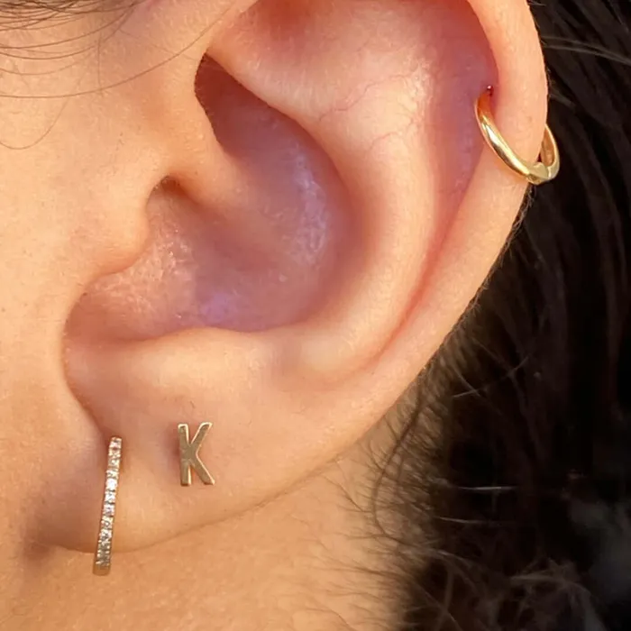 Trendolla Jewelry Earrings Mini Initial Earring For Women Flat Back Earrings