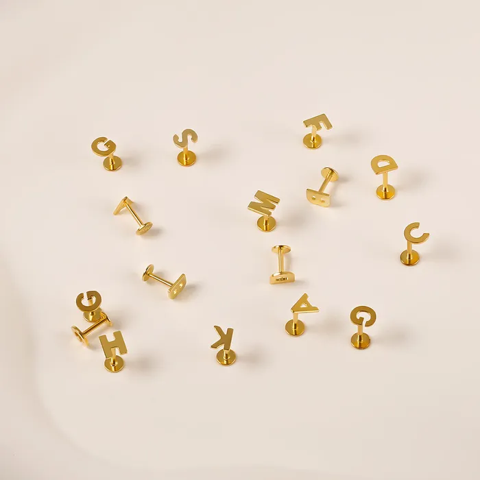 Trendolla Jewelry Earrings Mini Initial Earring For Women Flat Back Earrings