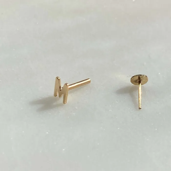 Trendolla Jewelry Earrings Mini Initial Earring For Women Flat Back Earrings