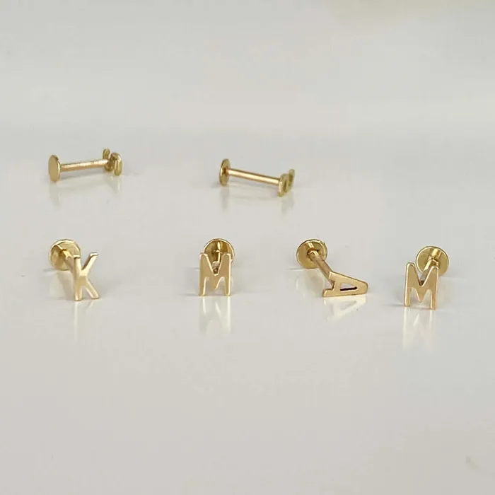 Trendolla Jewelry Earrings Mini Initial Earring For Women Flat Back Earrings