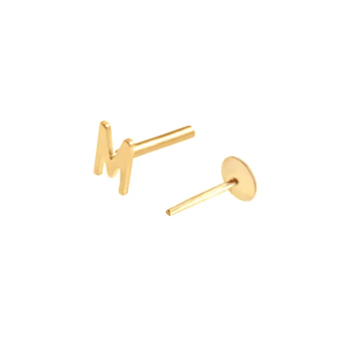Trendolla Jewelry Earrings Mini Initial Earring For Women Flat Back Earrings