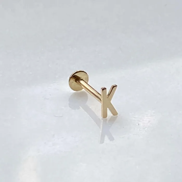 Trendolla Jewelry Earrings Mini Initial Earring For Women Flat Back Earrings