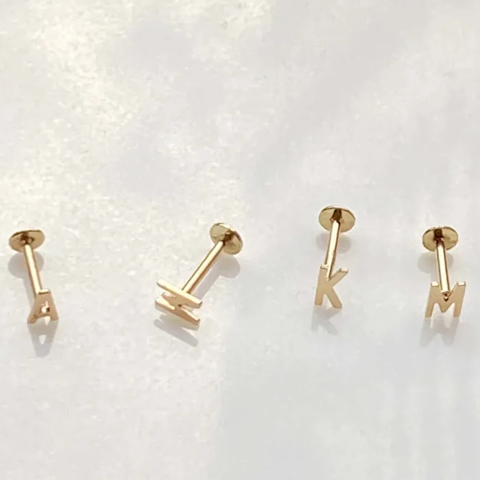 Trendolla Jewelry Earrings Mini Initial Earring For Women Flat Back Earrings