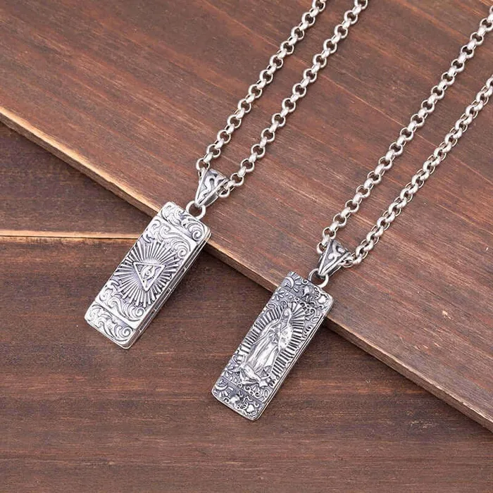 Trendolla Jewelry Necklaces 925 Sterling Silver Cross Eye of Horus Virgin Mary Harmonica Necklace