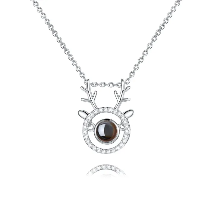 Trendolla Jewelry Necklaces Reindeer Projection Necklace I Love You In 100 Different Languages Christmas Gifts Necklace With Picture Inside