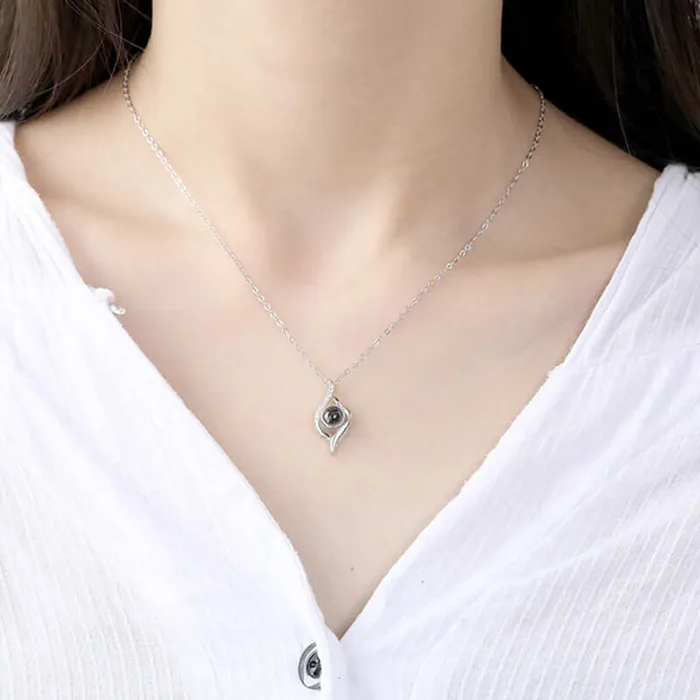 Trendolla Jewelry Necklaces Sterling Silver Pattern Personalized Charm Necklace With Picture Inside