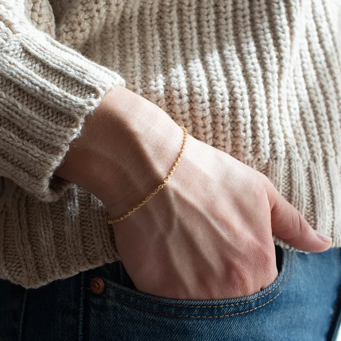 Bracelets Gold Plated Twisted Rope Bracelet Silver Lotus