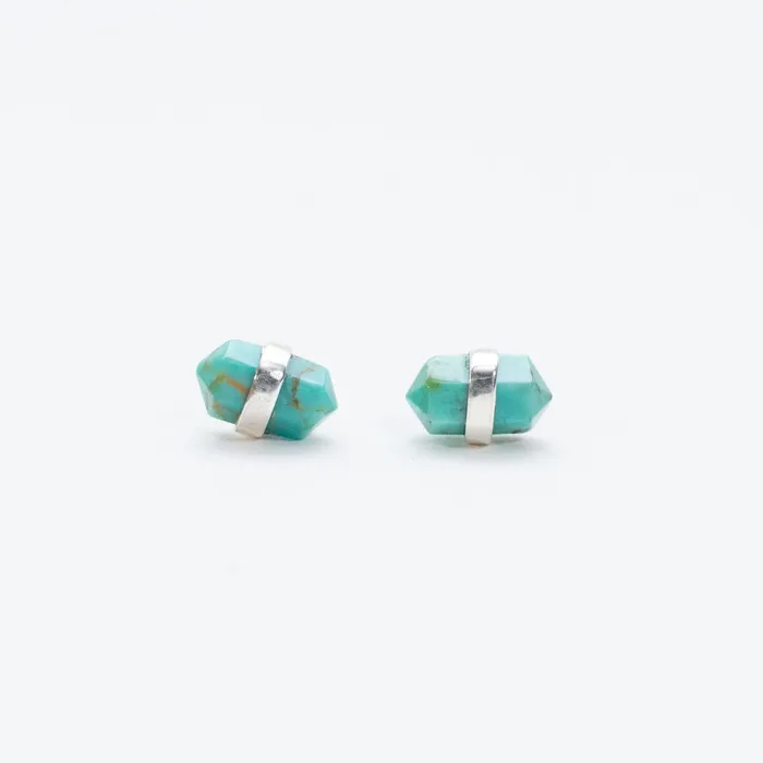 Mimi Marge Rings Silver Turquoise Wrap Studs