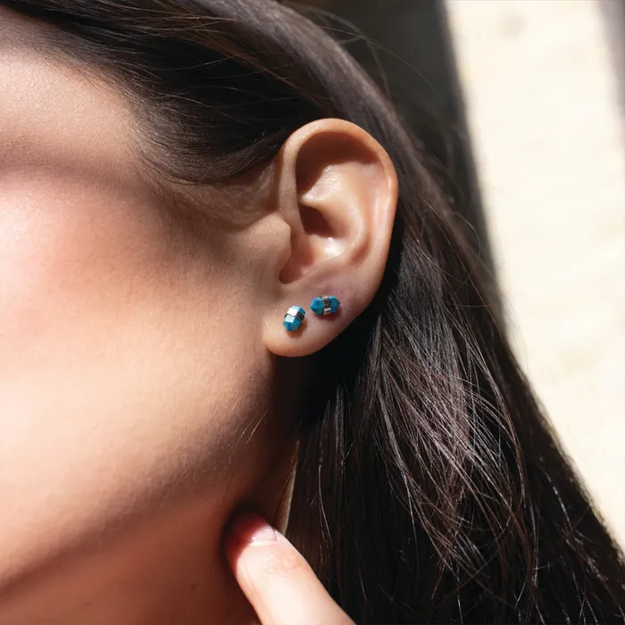 Mimi Marge Rings Silver Turquoise Wrap Studs