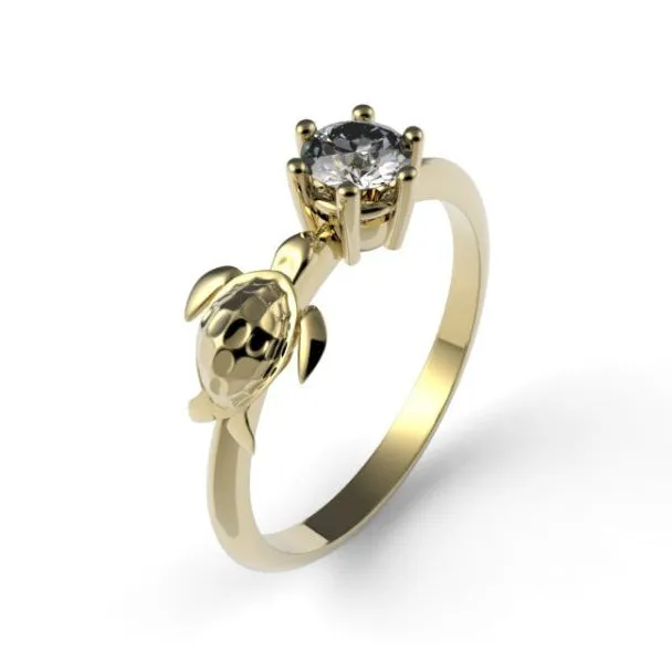 MyUniqueRing Rings Turtle Engagement Ring 14k Yellow Gold Tortoise