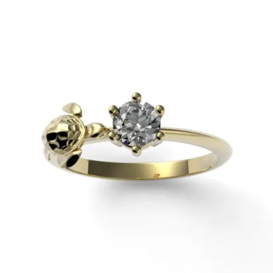 MyUniqueRing Rings Turtle Engagement Ring 14k Yellow Gold Tortoise