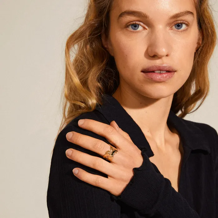 Pilgrim Rings Compass Gold Plated Ring